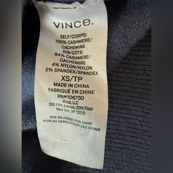 VINCE 100% Cashmere Weekend V-Neck Cashmere Sweater in Arroyo Blue Size XS - Picture 5 of 9